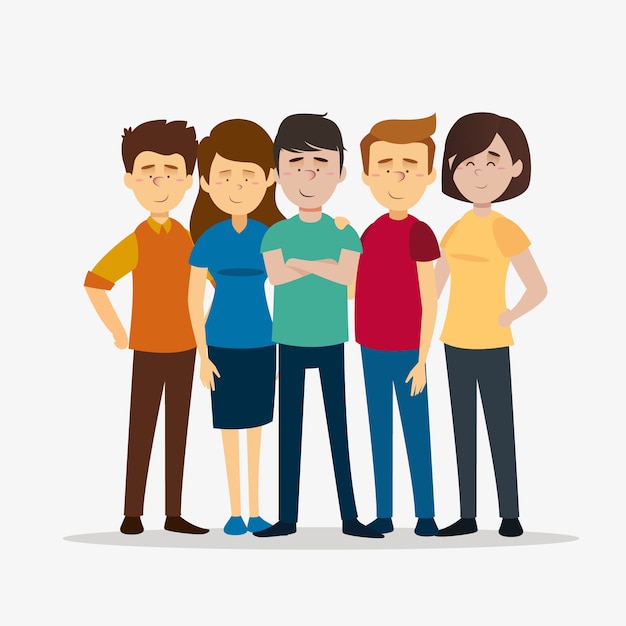 Free vector group of people standing together