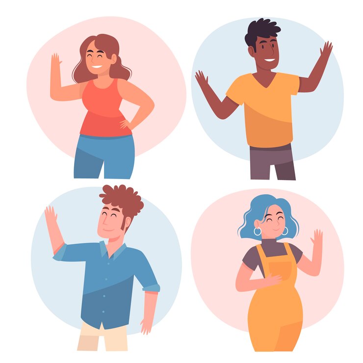 Free Vector group of people wave hands