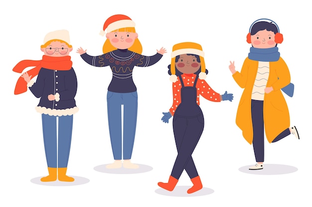 Group of people wearing cozy winter clothes