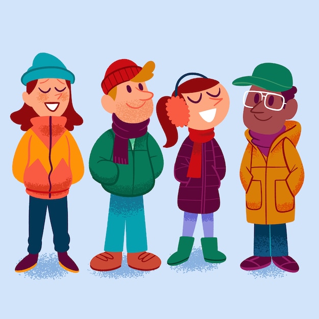 Group of people wearing winter clothes