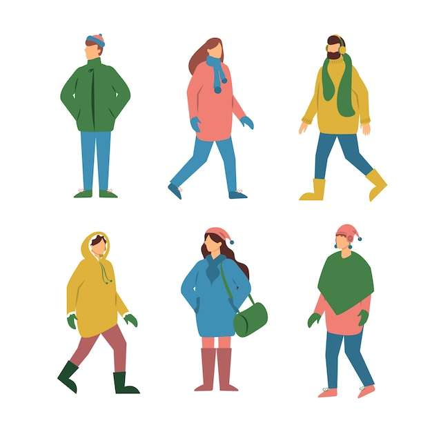 冬の服の人々のグループ