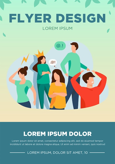 Group of people with problem behavior. Arrogant, angry, bored, selfish, proud man and woman failing in communication. Vector illustration for society, social skills concept