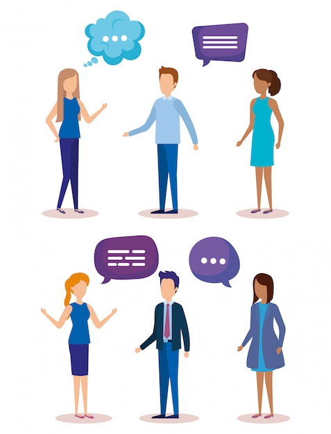 Group of people with speech bubbles