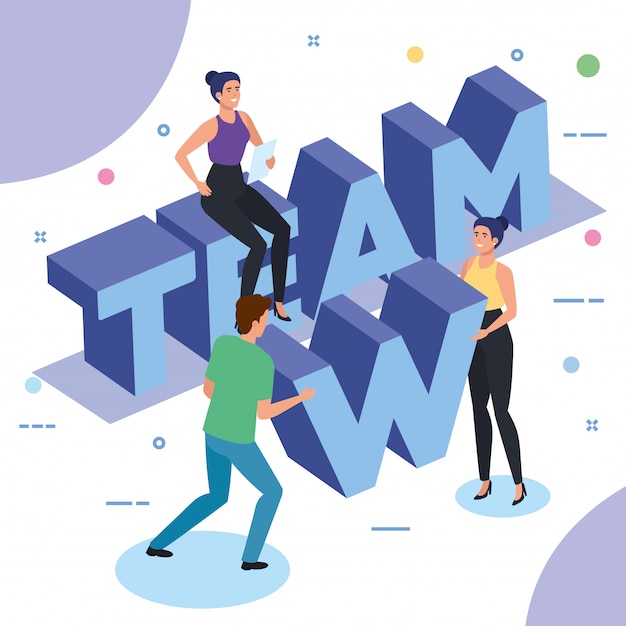 Free vector group of people working in team