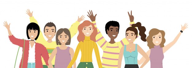 おしゃれな若者のイラスト ファッショナブルな現代服の女の子と男の子 プレミアムベクター