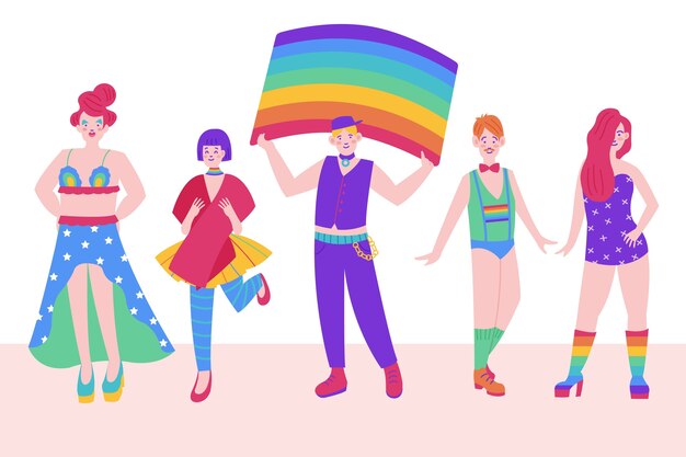 Free vector group of pride day people