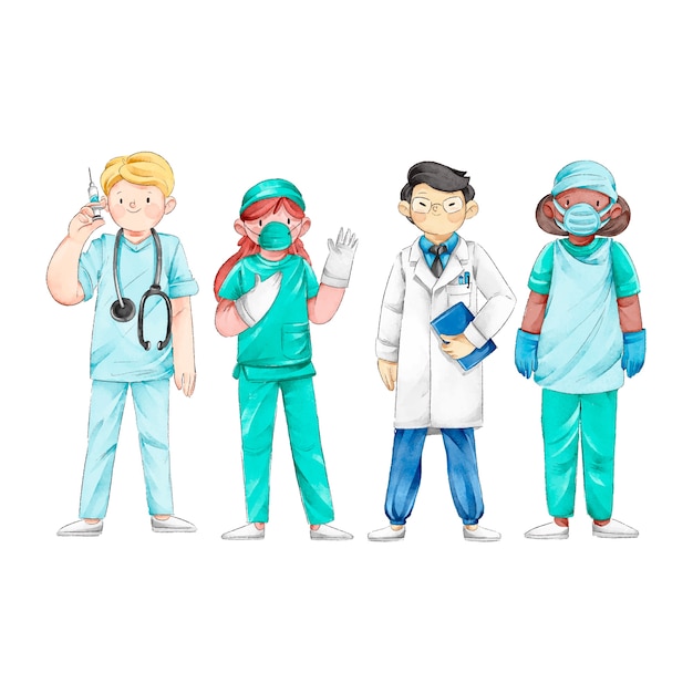 Free vector group of professional doctors and nurses