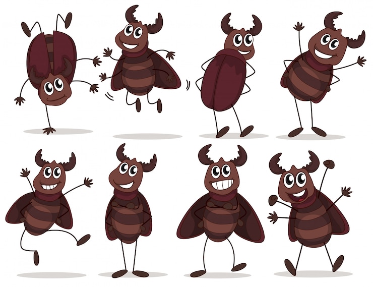 Free Vector a group of smiling bugs