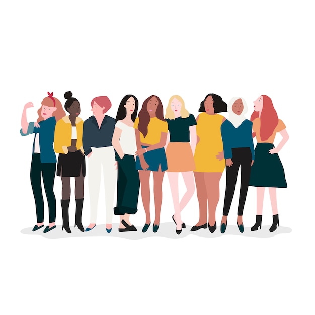 Group of strong women vector