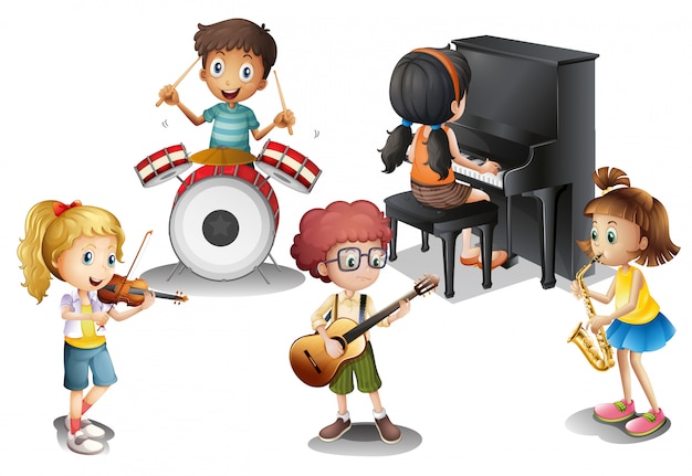 Free vector a group of talented kids