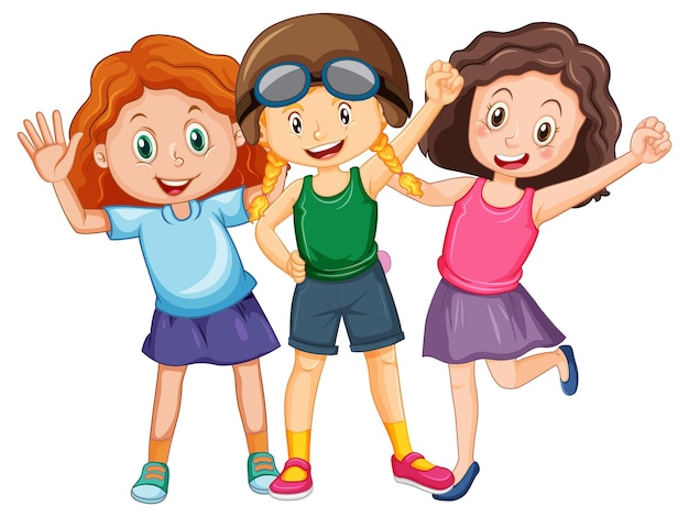 Free vector group of teenage girls on white background