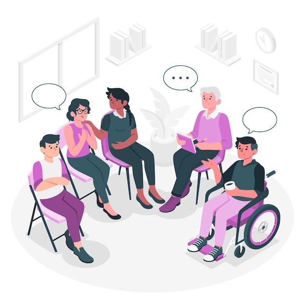 Free vector group therapy concept illustration