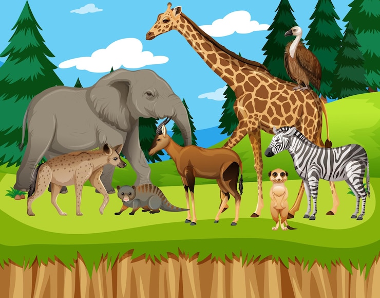 मुफ़्त वेक्टर group of wild african animal in the zoo