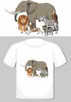 Vettore gratuito gruppo di animali selvatici design per t-shirt