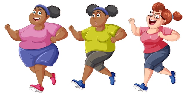 Free vector group of woman with diffrent race jogging