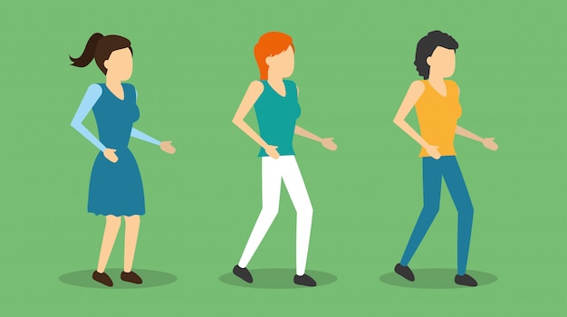 Free vector group women standing characters, flat style