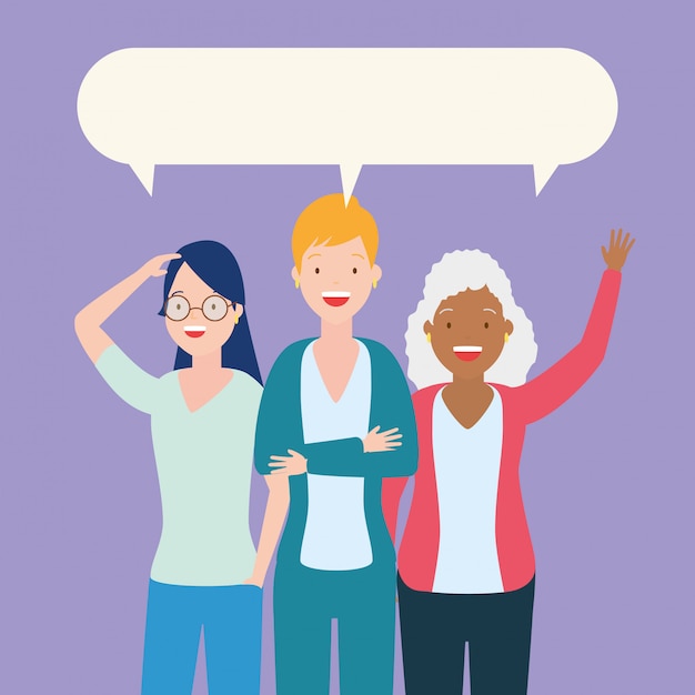 Free vector group of women talking