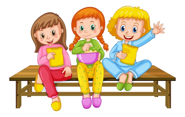 Free vector group of young children cartoon character