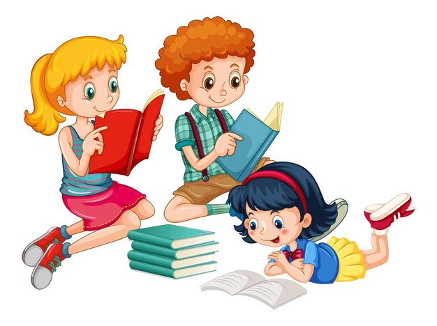 Group of young children cartoon character