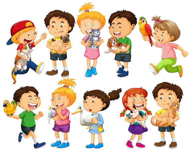 Free Vector group of young children on white