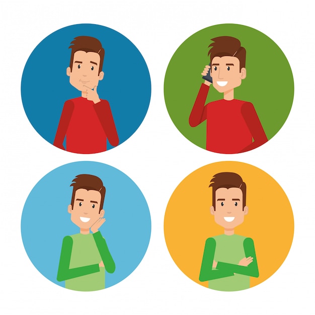 Free vector group of young men