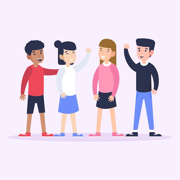 Free vector group of young people being friends