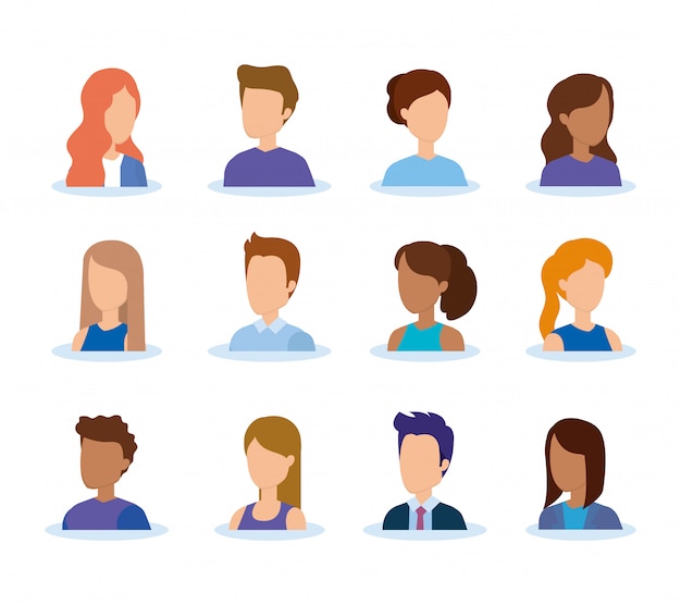 Free vector group of young people characters