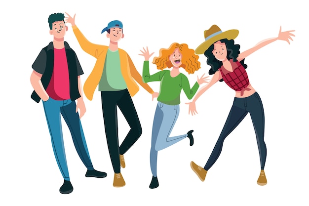 Free vector group of young people illustration