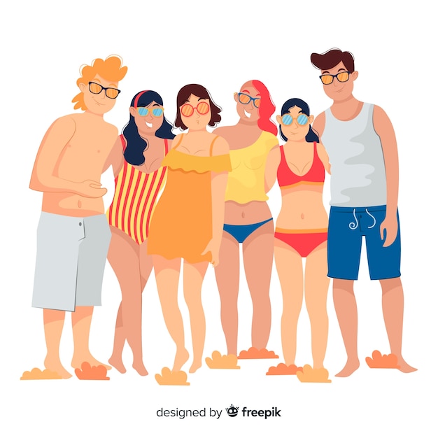 Free vector group of young people posing for a photo