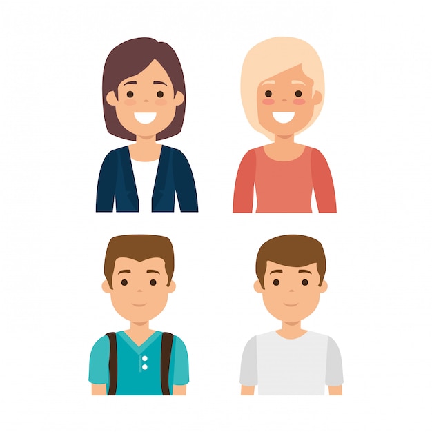 Free vector group of young people