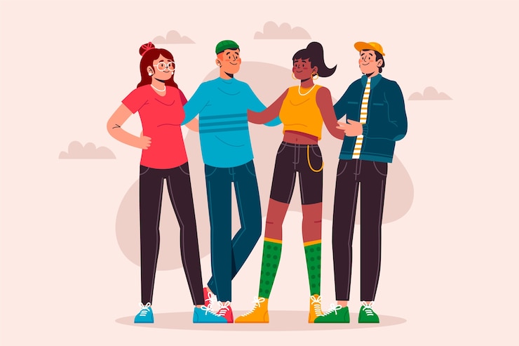 Free Vector group of young people