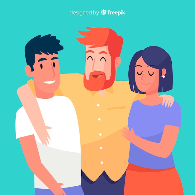 Free vector group of youth people hugging together