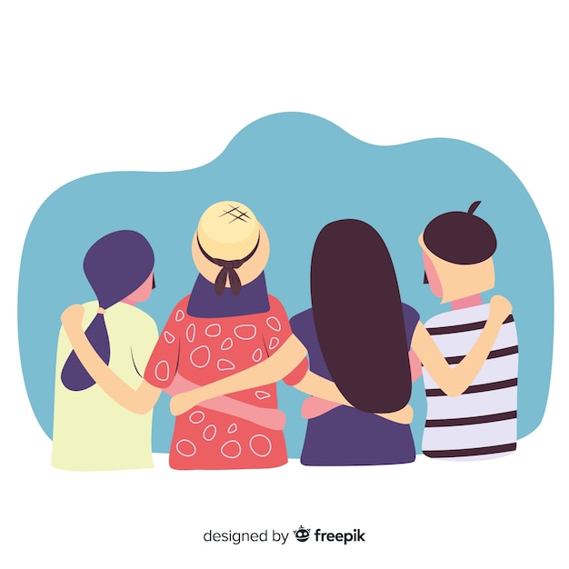 Free vector group of youth people hugging together