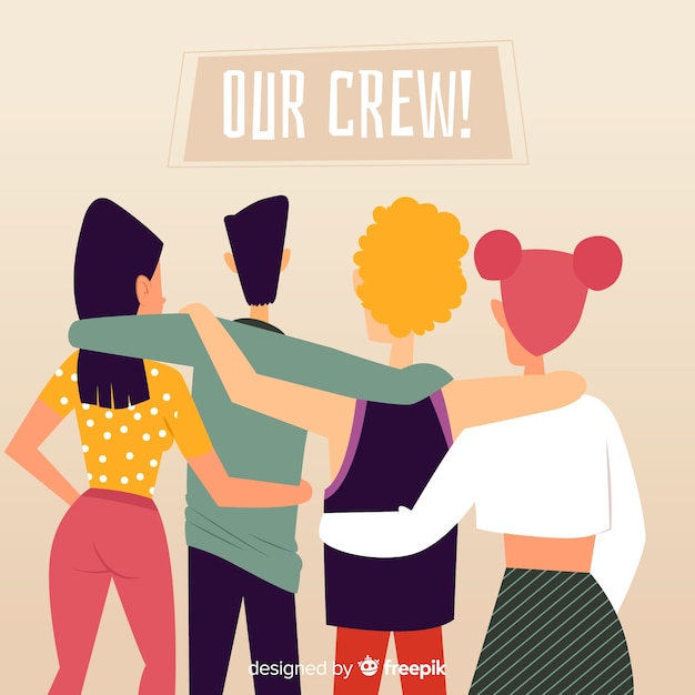Free vector group of youth people hugging together