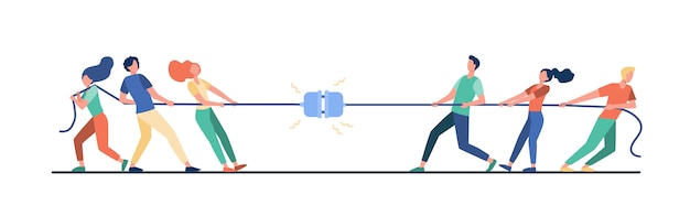 밧줄을 당기는 사람들의 그룹