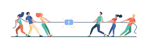 밧줄을 당기는 사람들의 그룹