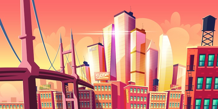 Free Vector growing future city metropolis banner