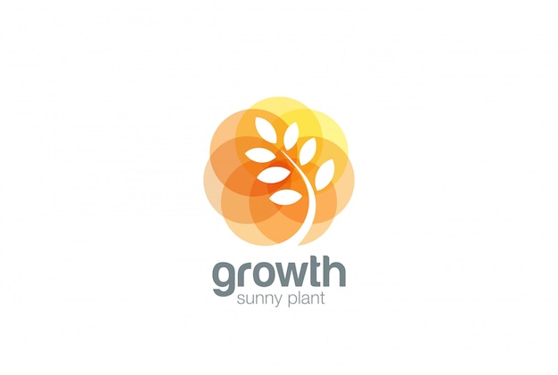 Growing plant logo negative space style. Free Vector