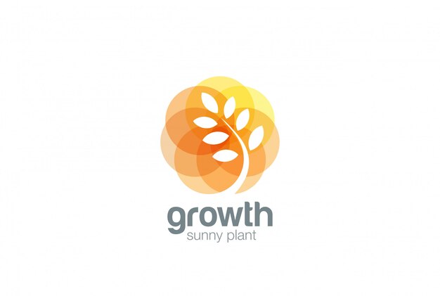 Growing Plant Logoネガティブスペーススタイル。