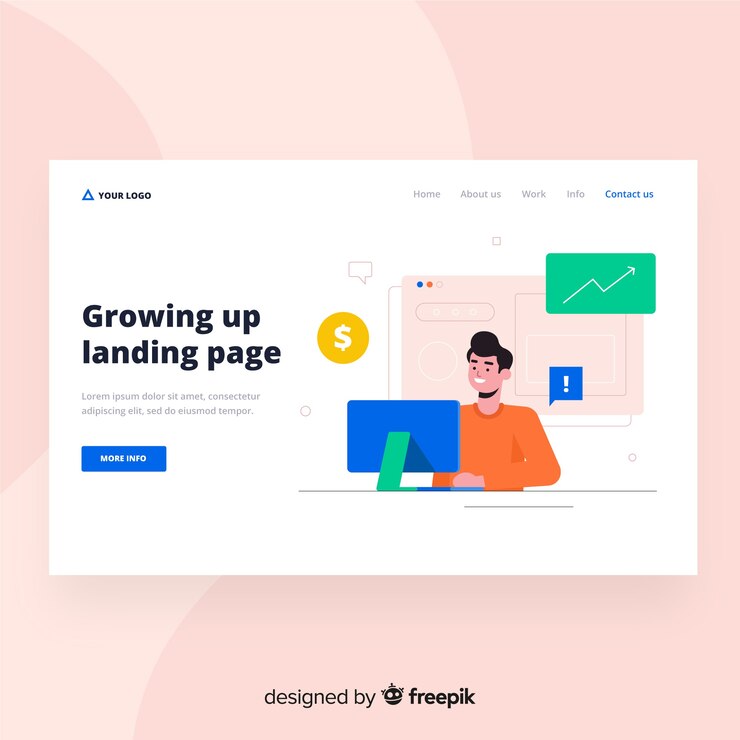 Free Vector growing up landing page design