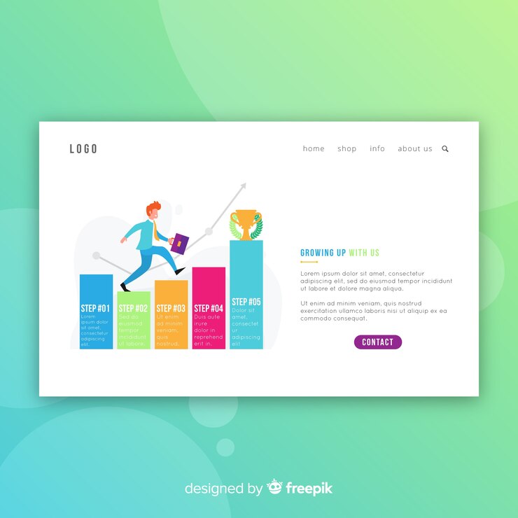 Free Vector growing up landing page template 