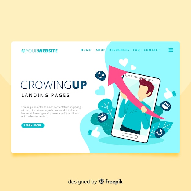 Growing up landing page