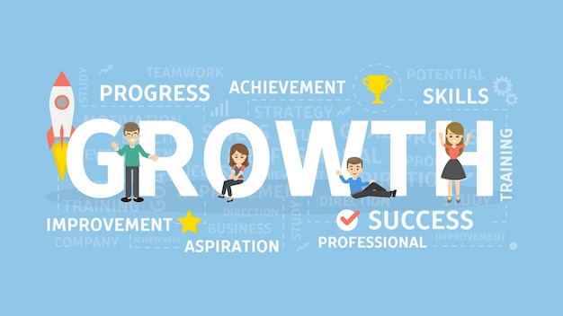 Бесплатное векторное изображение Иллюстрация концепции роста идея улучшения и достижения успеха