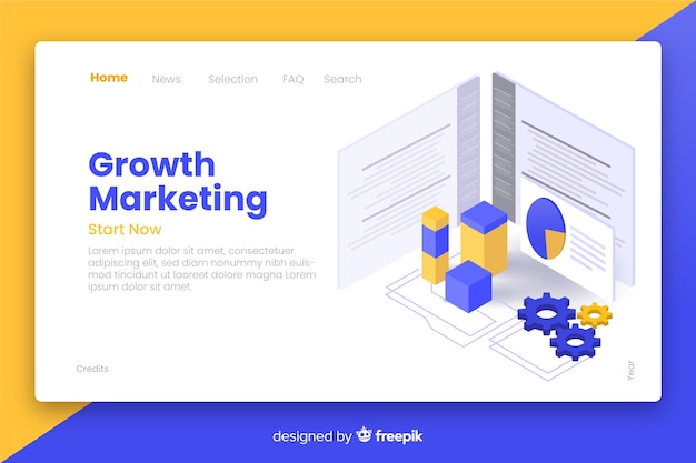 Free vector growth marketing isometric landing page