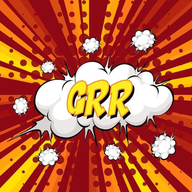 Free vector grr wording comic speech bubble on burst