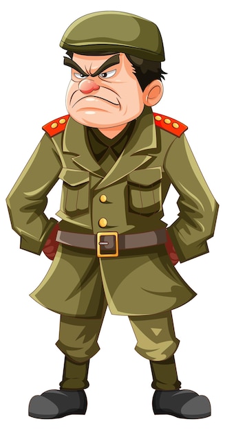 Free vector grumpy army officer cartoon character