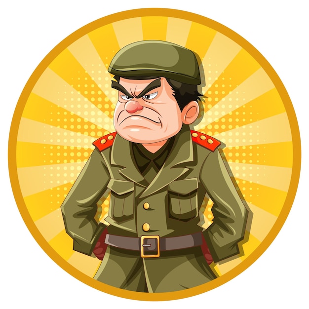 Free vector grumpy army officer cartoon