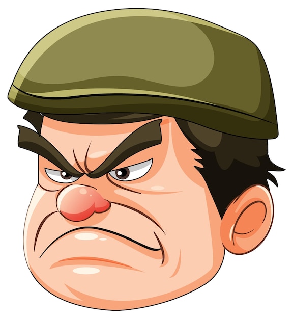 Grumpy army officer head cartoon