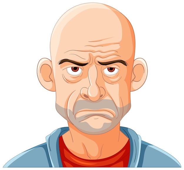 Free vector grumpy man cartoon character illustration