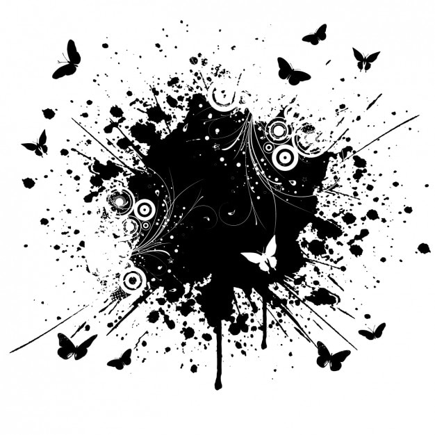 Free Vector grunge background with butterflies